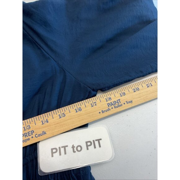 NEW Madewell Sophia Open Back Mini Dress Pockets Blue Balloon Sleeve Boho size L - Picture 13 of 15